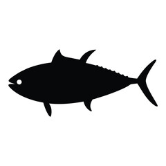skipjack tuna vector silhouette icon - ideal for fishing logos, seafood icons, and aquatic-themed graphics.