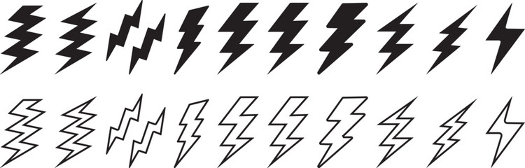 lightning bolt symbols abstract bolt shapes, electrical symbol, energy icon, power Electric symbols set. Electric lightning symbols. Flash light sign