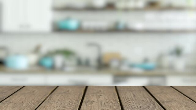 empty room with wooden table