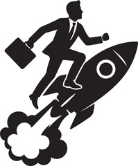 Silhouette of a business rocket taking off, symbolizing startup growth, success, innovation, entrepreneurship, and reaching new heights.