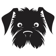 Giant Schnauzer Dog Face Vector – Cute Monochrome Pet Silhouette for Logos and Prints