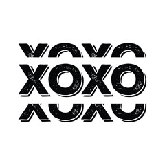 Phrase XOXO hugs and kisses black brush lettering on a white background. Slogan can be used as design element for postcard or print. Vector.
