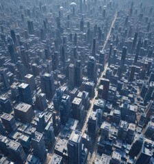 Obraz premium Abstract city blueprint, complex lines, geometric buildings, structure, plan, illustration