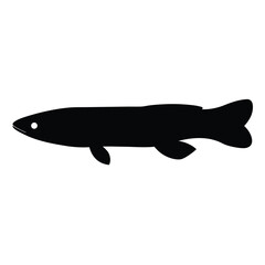 snakehead vector silhouette icon - ideal for fishing logos, seafood icons, and aquatic-themed graphics.