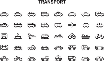 Transport thin line icons set vehicle icons transport editable stroke icons collection transport types