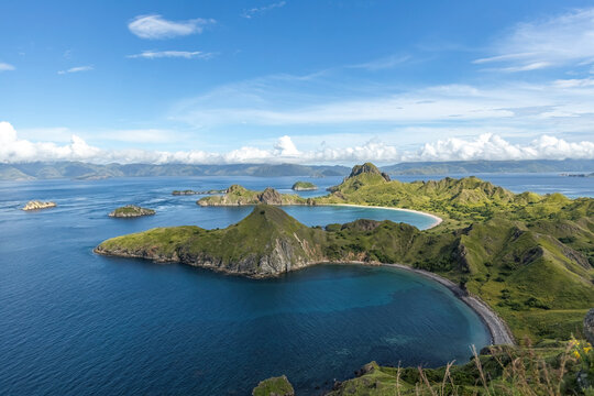 Padar island aerial view from the viewpoint Labuan Bajo Indonesia