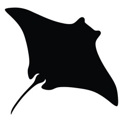 spotted eagle ray vector silhouette icon - ideal for fishing logos, seafood icons, and aquatic-themed graphics.