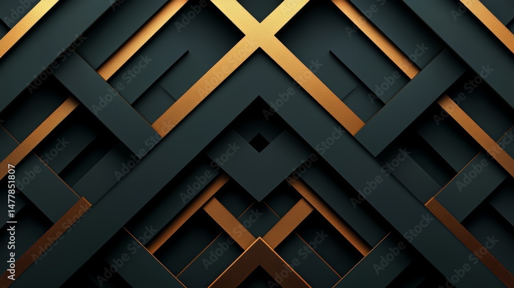 Aufkleber Black and gold design with a lot of lines and angles. The design is very intricate and detailed
