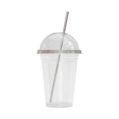 Clear Plastic Cup With Dome Lid And Silver  isolated on a transparent background