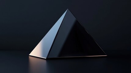 Fototapeta premium Dark, reflective pyramid on a dark surface
