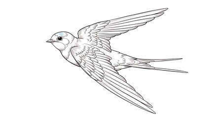 Obraz premium Swallow in flight line drawing