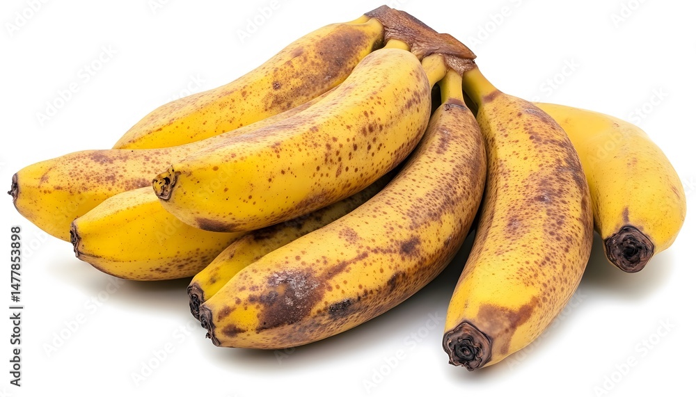 Poster close-up view of a cluster of imperfect bananas.