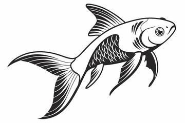 tetra fish sihouette black vector