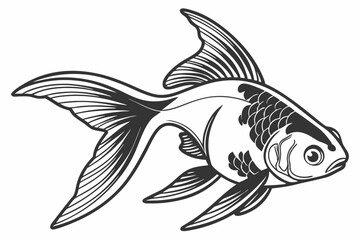 tetra fish sihouette black vector