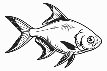 tetra fish sihouette black vector