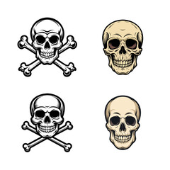 
Vintage human skull ,skull and crossbones, Skull in the smoking 