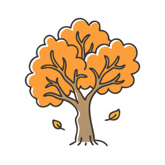 tree with orange leaves icon, tree with orange leaves vector illustration-simple illustration of tree with orange leaves, perfect for tree with orange leaves logos and icons