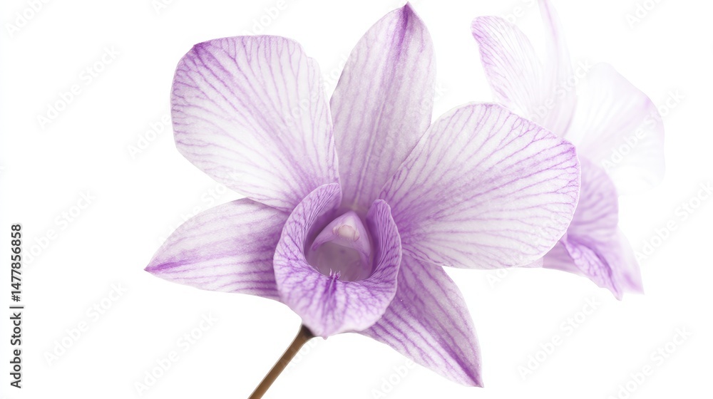 Poster beautiful delicate purple orchid flower with intricate patterns and soft petals in an elegant compos