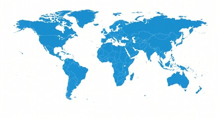 Blue world map illustration with country outlines.