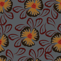 Beautiful seamless floral pattern . Flower vector illustration. Field of flowers

