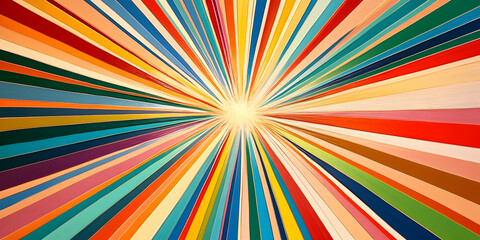 Vibrant Color Burst with Rays of Light Radiating from Center Point