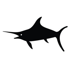 swordfish vector silhouette icon - ideal for fishing logos, seafood icons, and aquatic-themed graphics.