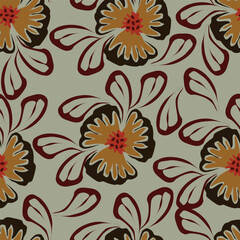 Beautiful seamless floral pattern . Flower vector illustration. Field of flowers
