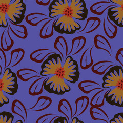 Elegant trendy vector ditsy floral seamless pattern design of beautiful abstract flowers and leaves. Foliage repeat texture background. Suitable for wallpaper, surface printing and textile