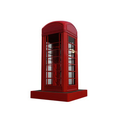 Red Telephone Booth With Curved Roof And  isolated on a transparent background