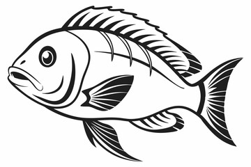 cichlid sihouette black vector