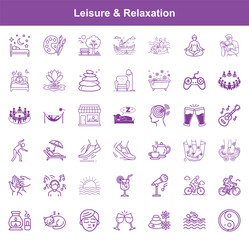 Obraz premium Line Art Illustration of Relaxation and Leisure Activities with Multiple Images Concept
