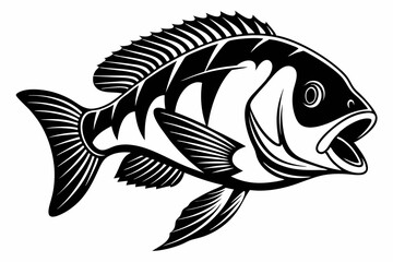 cichlid sihouette black vector