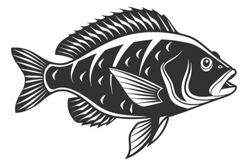 cichlid sihouette black vector