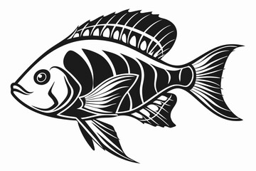 cichlid sihouette black vector