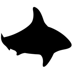thresher shark vector silhouette icon - ideal for fishing logos, seafood icons, and aquatic-themed graphics.