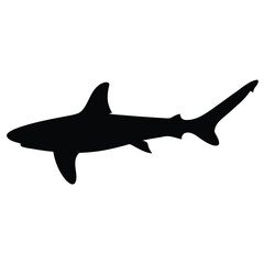 thresher shark vector silhouette icon - ideal for fishing logos, seafood icons, and aquatic-themed graphics.