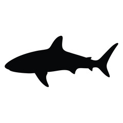 tiger shark vector silhouette icon - ideal for fishing logos, seafood icons, and aquatic-themed graphics.