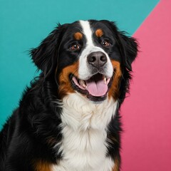Fototapeta premium Happy Bernese Mountain Dog Portrait
