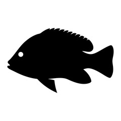 tilapia vector silhouette icon - ideal for fishing logos, seafood icons, and aquatic-themed graphics.