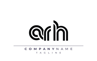 ARH Creative Unique Modern Letter Logo Design. Stylized logo featuring a unique letter design, presenting abstract minimalist aesthetics and modern appeal.