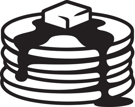 pancake stack silhouette with syrup, breakfast pancakes icon vector, syrup topped flapjack stack