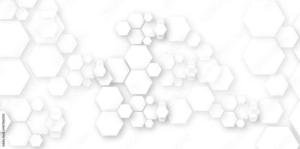 Poster geometric technology white hexagon background. abstract vector illustration science technology and m