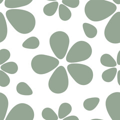 Trendy floral seamless pattern. Simple red and beige daisy. Spring flower template for packaging, postcards, textile printing, wallpaper. Hand drawn illustration isolated on white background