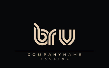 BRV Creative Unique Modern Letter Logo Design. Stylized logo featuring a unique letter design, presenting abstract minimalist aesthetics and modern appeal.