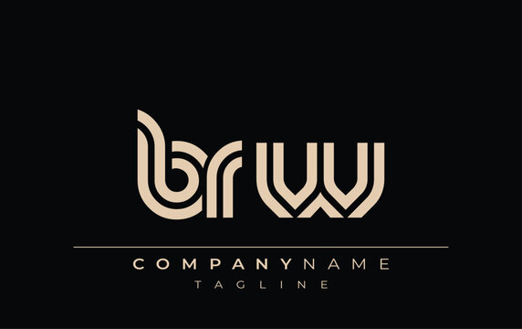 BRW Creative Unique Modern Letter Logo Design. Stylized logo featuring a unique letter design, presenting abstract minimalist aesthetics and modern appeal.