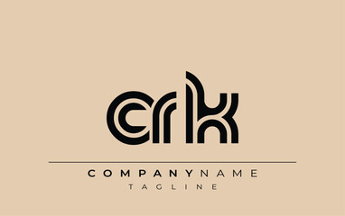 CRK Creative Unique Modern Letter Logo Design. Stylized logo featuring a unique letter design, presenting abstract minimalist aesthetics and modern appeal.