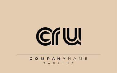 CRU Creative Unique Modern Letter Logo Design. Stylized logo featuring a unique letter design, presenting abstract minimalist aesthetics and modern appeal.