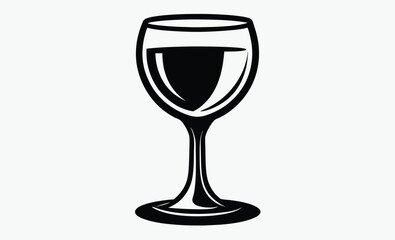 wine glass icon, tasting silhouette, drink vector symbol