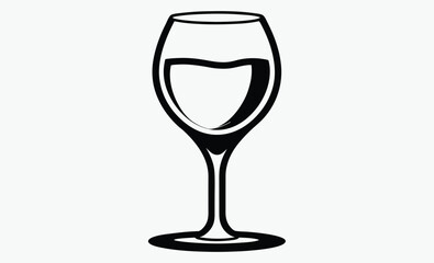 wine glass icon, tasting silhouette, drink vector symbol