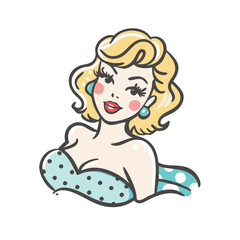 vintage pin up girl icon, vintage pin up girl vector illustration-simple illustration of vintage pin up girl, perfect for vintage pin up girl logos and icons